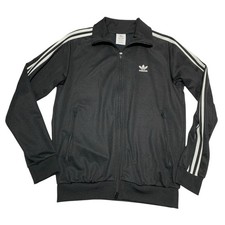 Adidas Originals Track Jacket Mens Medium Black Full Zip 3-Stripes Trefoil