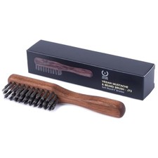 Vegan Mustache Beard Brush with Handle, Soft Bristle Animal-Free Grooming