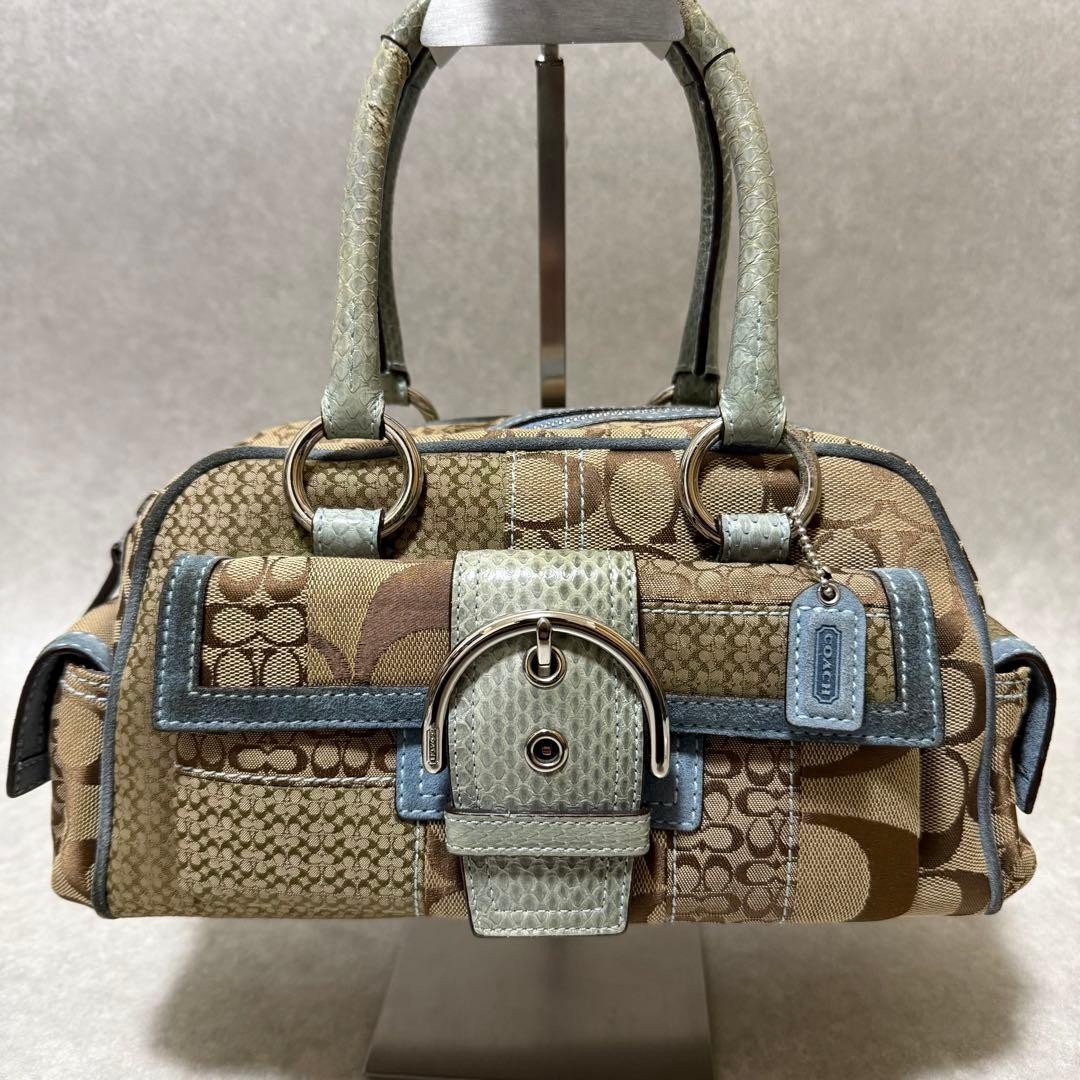 COACH SOHO Mini Boston Turnlock Patchwork Python … - image 2