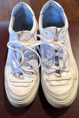 Fly London White Leather Platform Shoes Women's Size 7.5 /38 Sneakers