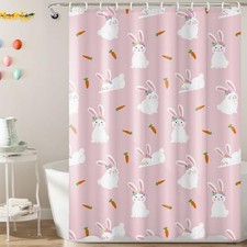 Easter Shower Curtain Set: Cute Easter Bathroom Shower Curtain with Hooks,