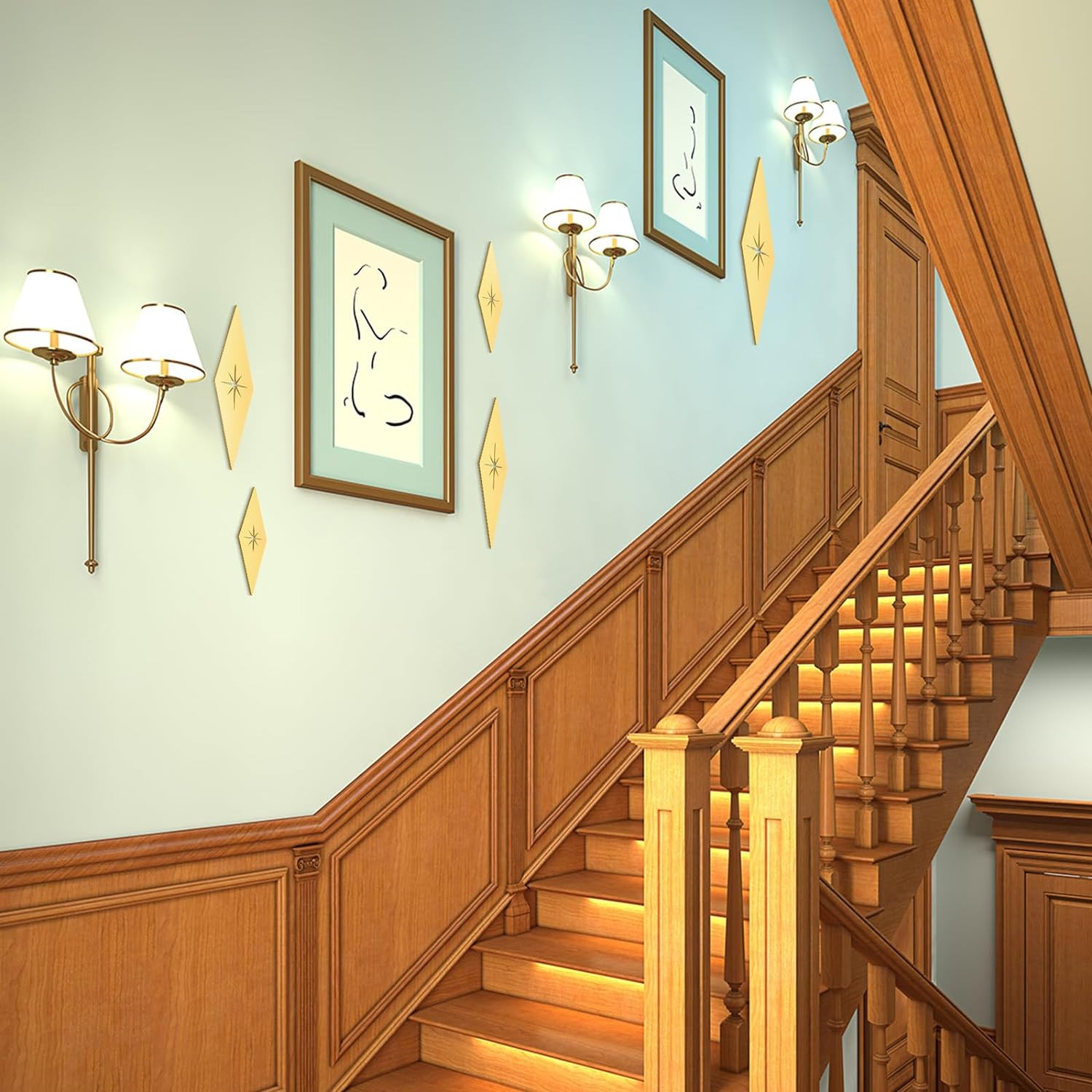 Yaocom 5 Pieces Mid Century Modern Decor Midcentury Vintage Style Gold Starburst