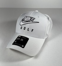 NIKE Club Structured Golf Futura Swoosh Cap Hat White Mens Sz S/M NEW C11451