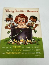 Vintage Greeting Card Christmas Novo Laugh 1940s 1950s Humor Unused NOS