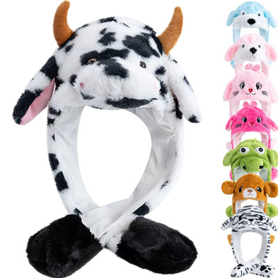 Lustige Tier Mütze Beweglichen Ohren Plüsch Winter Hut Damen Herren Kinder