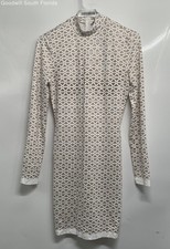 Fashion Nova Womens White Beige Geometric Print Long Sleeve Mini Dress Size M