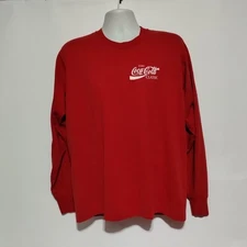 Coca-Cola Classic Red  XL Long Sleeve Cotton Blend Vintage Made in USA T Shirt +