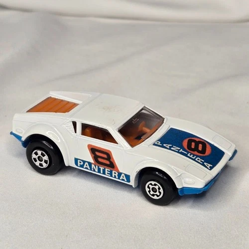 Matchbox Superfast No 8 De Tomaso Pantera White Blue Base 1975 Lesney England (7