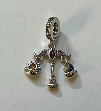 925 Sterling Silver Libra Zodiac Celestial Scale Charm For Bracelet Or Necklace