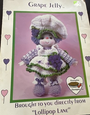 VTG Dumplin Designs Grape Jelly Doll Crochet Pattern for 4-1/2'' Doll Head