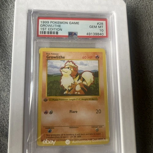 Pokémon 1999 Base Set 1st Edition Growlithe 28/102 PSA 10 SHADOWLESS