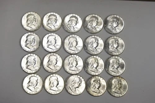 1961  US Original Roll of Franklin Halves 50c (20) Nice Coins.