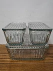 Anchor Hocking 1932 Vintage Design Ribbed Glass Refrigerator Dish Lid Set Of 3