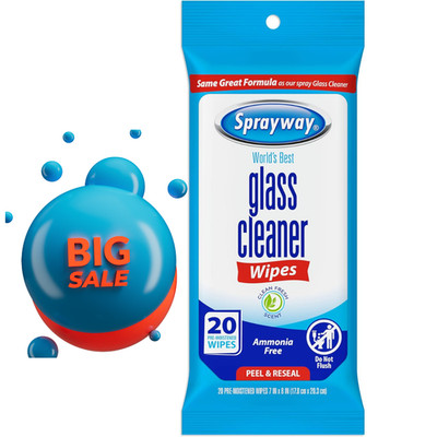 Sprayway SW199R Ammonia-Free Glass Cleaner Wipes Fresh Scent 20 Count