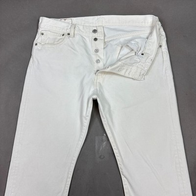 Levis 501 Jeans Mens 36x30 White Button Fly Pants Faded Classic Straight Painter