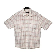 Casa Moda Men's Short Sleeve Distressed Edges White Orange Large