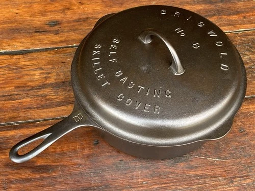 Griswold Cast Iron #8 Chicken Pan w/ Matching High Dome Skillet Lid