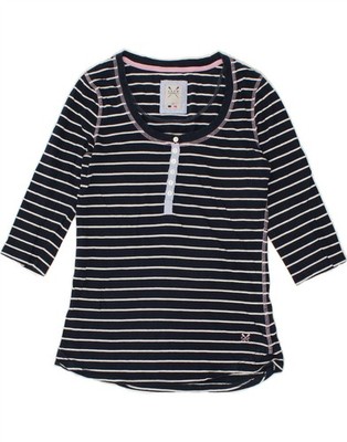 Crew Clothing Damen Oberteil 3/4-Arm UK 10 Small dunkelblau gestreift Baumwolle BU04