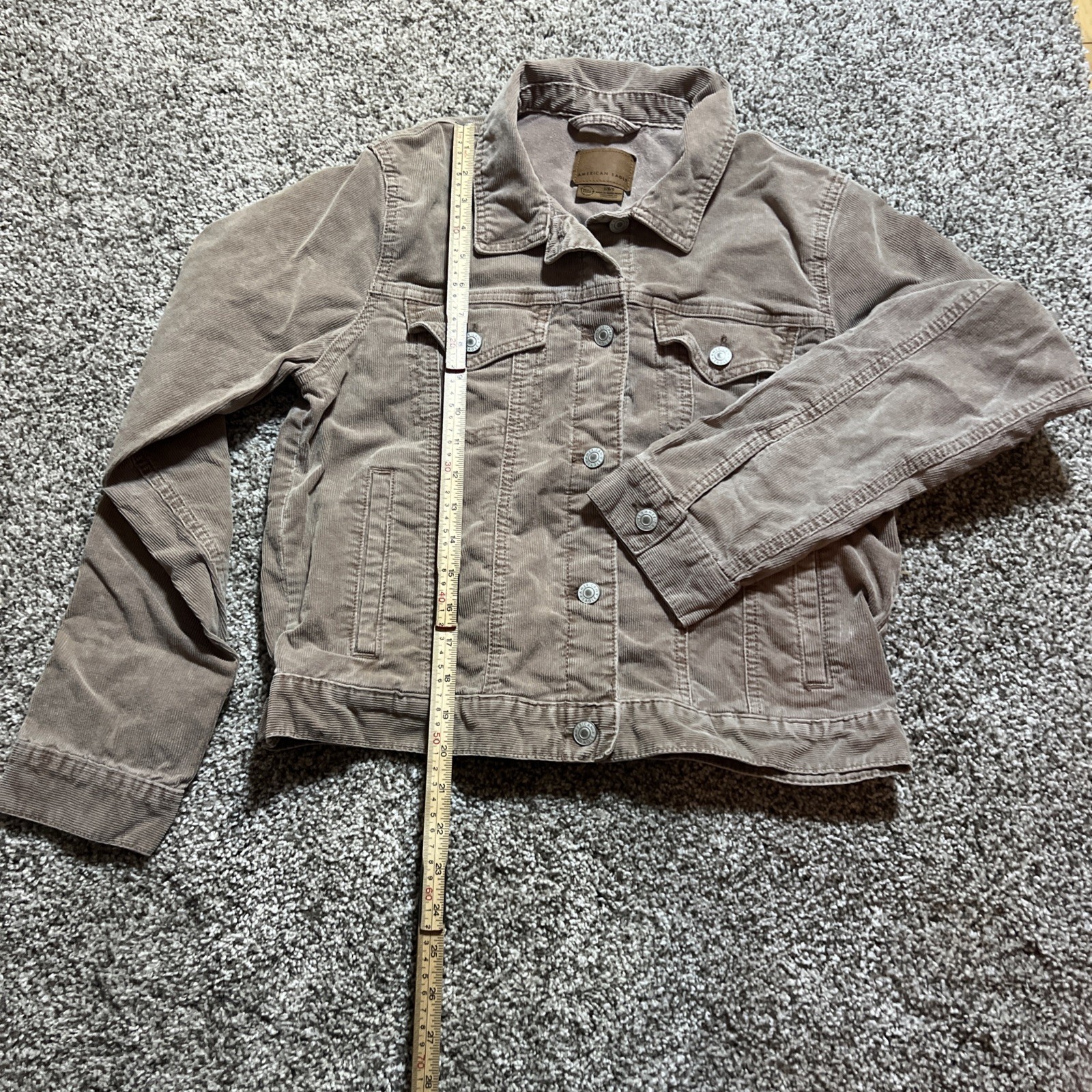 Women's Brown Corduroy Trucker Jacket Button Front Fall Winter Casual Outerwear