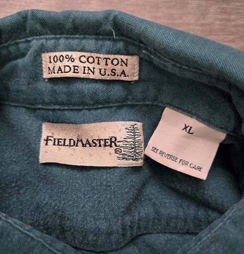 Vintage FieldMaster Shirt Mens XL Green Flannel Button Down Made in USA - Picture 6 of 9