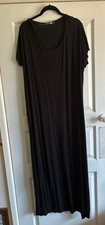 Ladies Long Black Maxi Dress High Side Splits - Size UK 24 - Boohoo - VGC