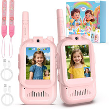 2 Pack Rechargeable Kids Video Walkie Talkies - Camping/Hiking Toys Ages 3-12