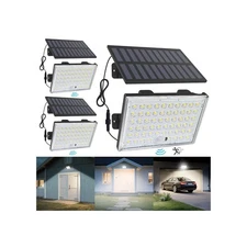 Solar Outdoor Lights, 3800LM LED Flood Lights with 16.4 Ft Cable, Remote Cont...