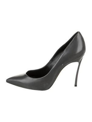 CASADEI Grey Leather Pumps Blade Heels Size 6 IT 36 Very Good Condition