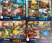 Thomas Kinkade 4 in 1 Disney Puzzles 500 Piece 4 Pack Mickey & Friends