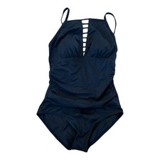Jantzen Blue Lattice Neckline One Piece Swimsuit 10