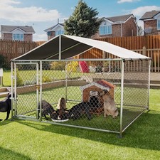 Heavy Duty Galvanized Steel Dog Kennel with Waterproof Roof for Yard Outdoor Use