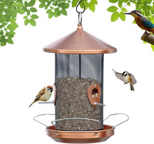 Large Bird Feeders for Outside: 12.6Inch Metal for Outdoors Hanging with Copper 