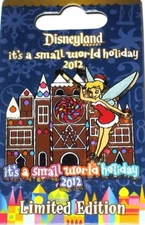 Disney Pin 2012 Tinker Bell Christmas Santa LE Small World Gingerbread House