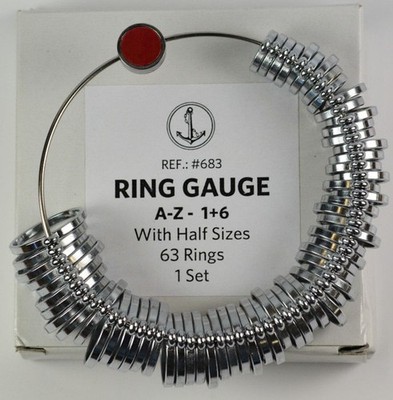 Pro 63 Stück A-Z + 6 UK Finger Gauge Ringgröße beinhaltet halbe Größen Schmuck Werkzeug
