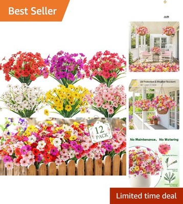 Maintenance-Free 12 Bundles of Artificial Flowers - Perfect for Any Occasion