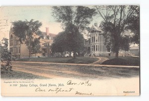 Grand Haven Michigan MI Handcolored Postcard 1905 Akeley College