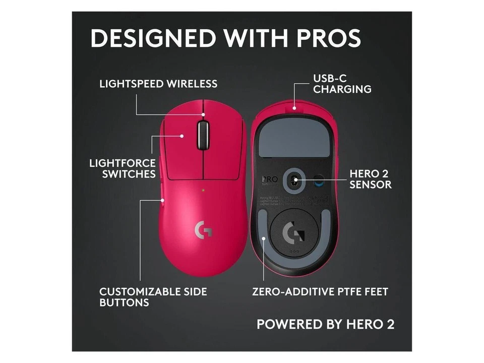 Logitech G PRO X SUPERLIGHT 2c wireless gaming mouse, 51 g pro-grade compact - Image 2 of 4