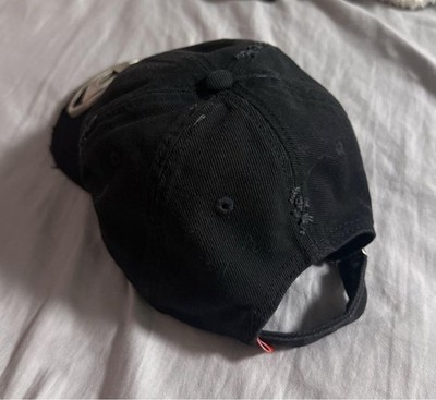 【即購入○】DIESEL キャップ ブラック メタルロゴ Diesel Men Black Distressed finish Cap Metal Logo on brim Luxury
