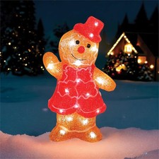 Acrylic Festive Christmas LED Gingerbread figure18x8x29cm - 30L Warm White Ligh