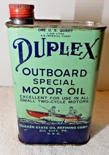 Vintage Duplex Motor Oil Can Outboard Quart Empty Quaker State