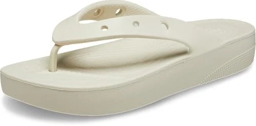 Crocs Women's Classic Platform Flip Flops, Platform Sandals, Bone, 7 Women 7