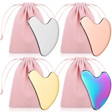 Demissle 4 Pcs 304 Stainless Steel Gua Sha Facial Tools Metal Guasha Tool for...