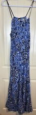 Women’s Lucky Brand Size Large blue Long floral Boho Flowy Halter neck Dress