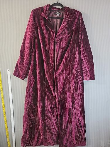 Midnight Velvet Burgundy Duster Coat size 16 long sleeve hook eye close gothic - Picture 1 of 9