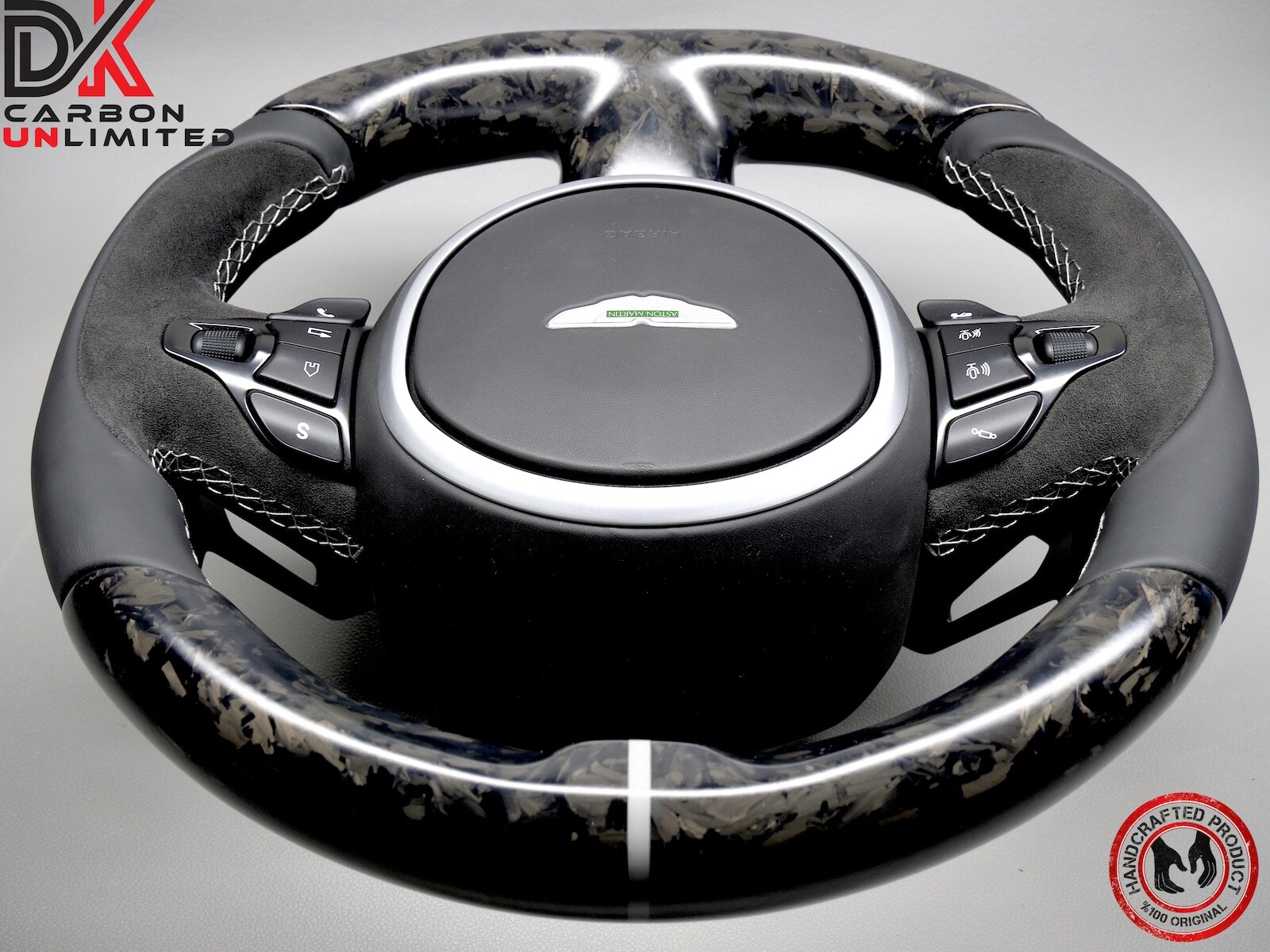 Aston Martin DBS Vantage DB11 White Matte Satin Forged Carbon Steering Wheel v3