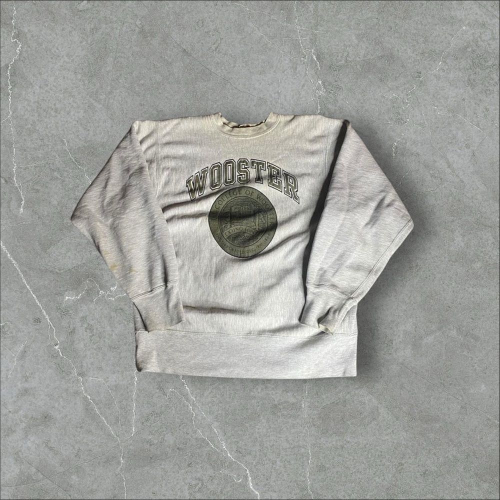 Vintage Wooster University Sweatshirt Mens XL Grey 80s Champion 