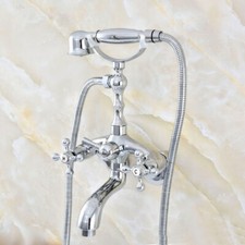 Chrome Clawfoot Bathroom Bathtub Faucet Hand Shower Mixer Tap Adjustable 3 3/8"