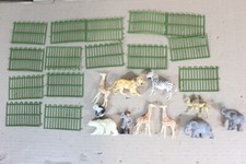 BRITAINS JOB LOT of PLASTIC ZOO ANIMALS KEEPER  FENCES og