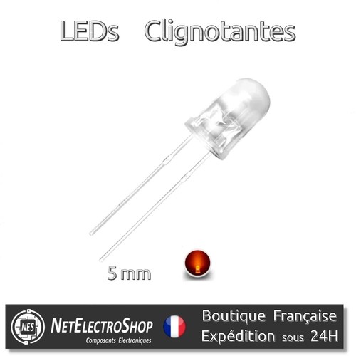 LEDs Clignotantes 3mm 5mm, Blanc Bleu Rouge Vert Bleu-Rouge Diffusant-Orange - Picture 2 of 27