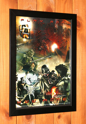 F.E.A.R. 2 Project Origin Resident Evil 5 PS3 Promo Small Poster Ad Page Framed